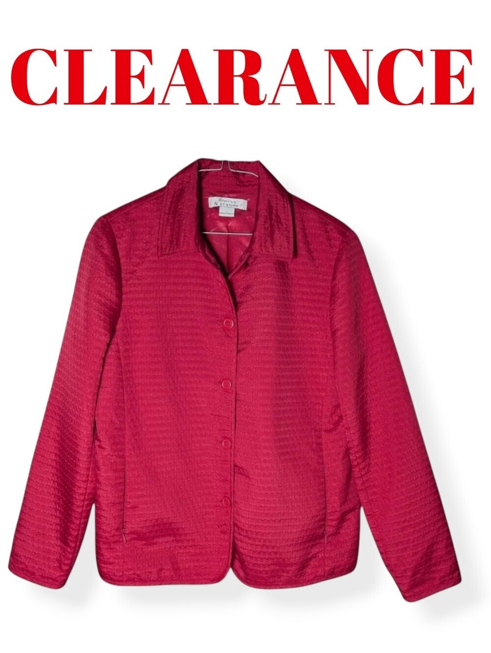 Savvy by DT Studio Textured Blazer Geometric Bold Pink Red Classic Statement
